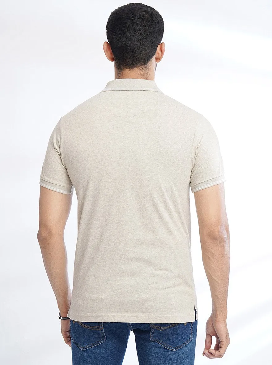 Grey Solid Slim Fit Polo T-Shirt | Greenfibre