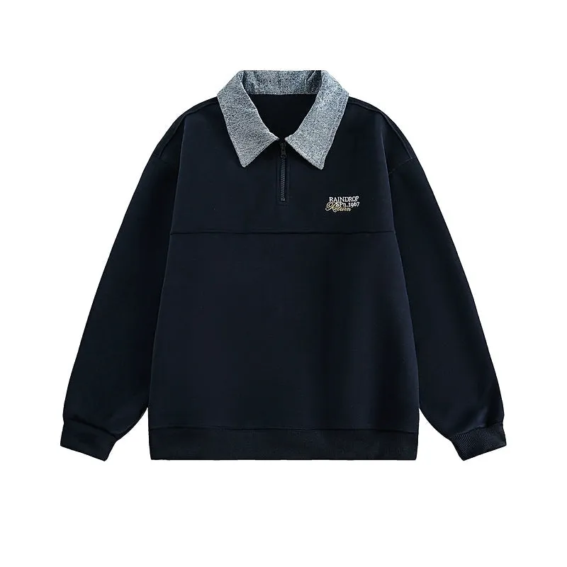 Half-Zip Embroidered Polo Sweatshirt