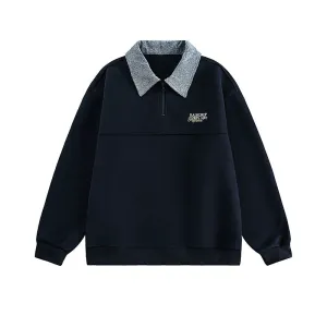 Half-Zip Embroidered Polo Sweatshirt