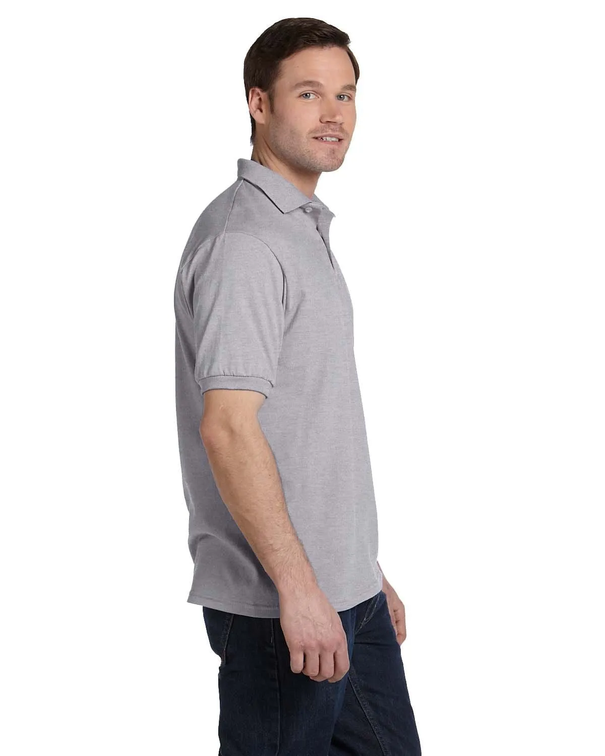 Hanes Jersey Knit Polo Shirt | Light Steel