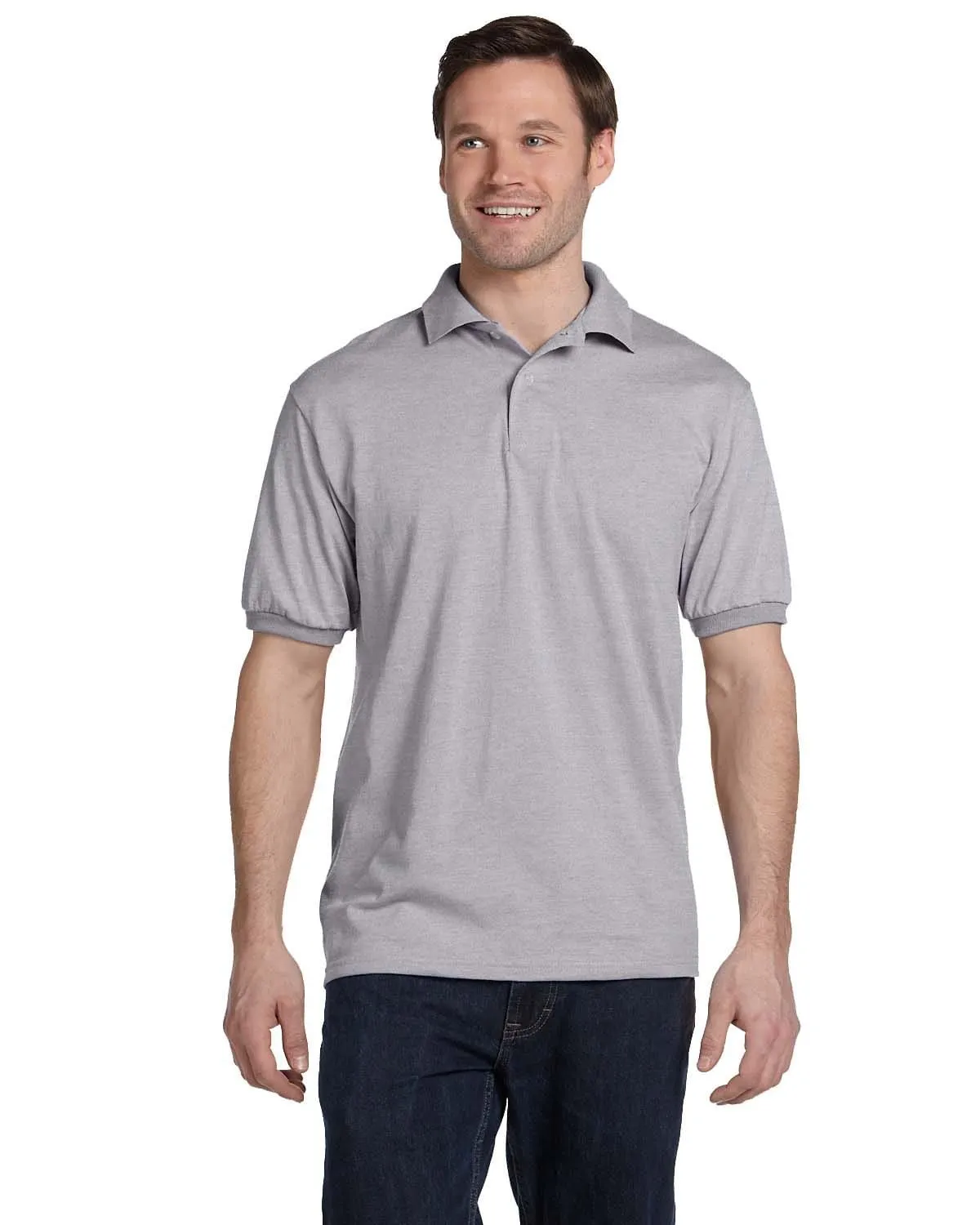 Hanes Jersey Knit Polo Shirt | Light Steel