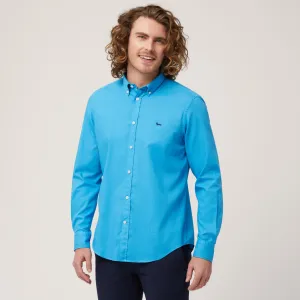 Harmont & Blaine Solid Shirt with Contrast Cuff - Light Blue