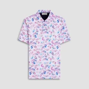 Hendrix Feather Leaf Print Polo Shirt