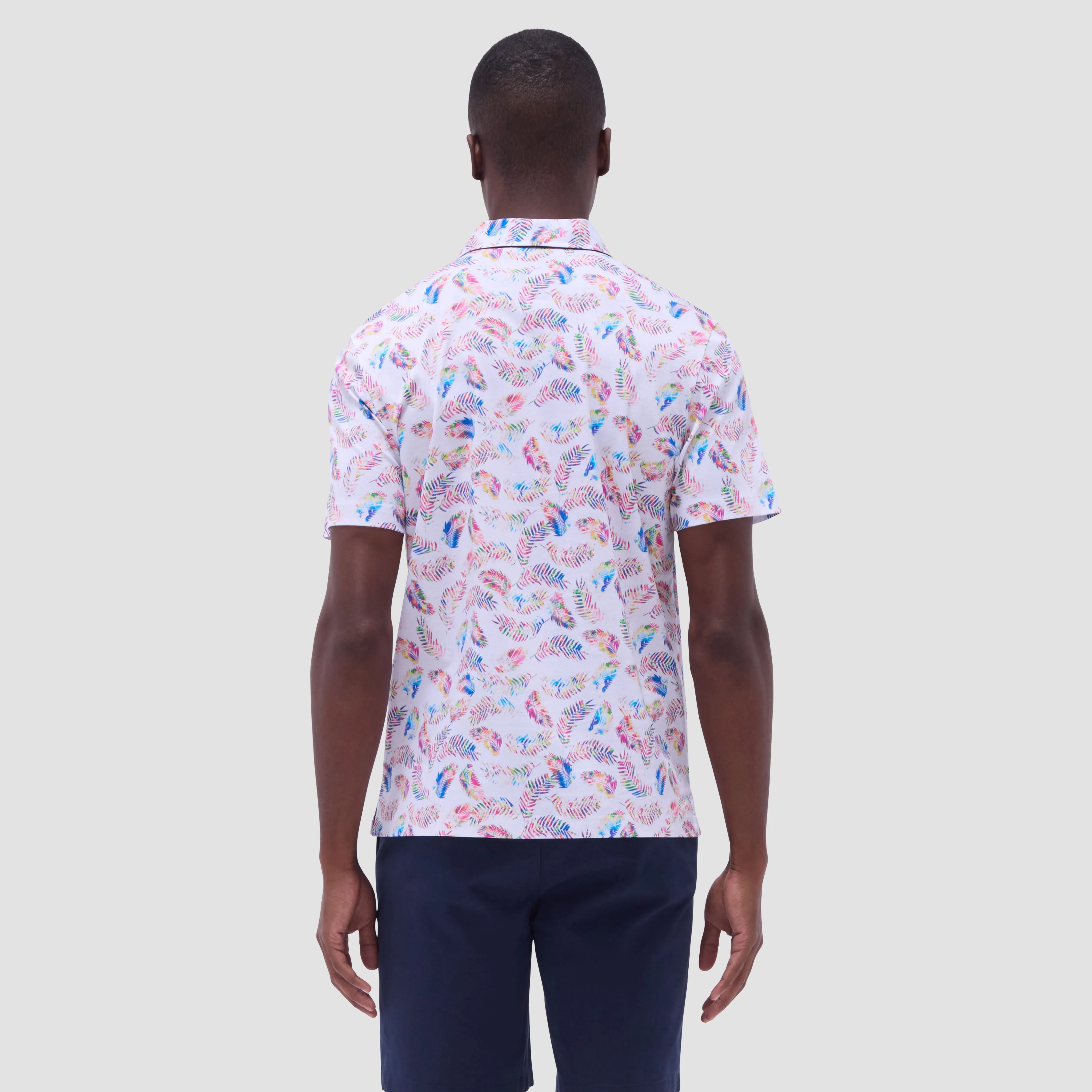 Hendrix Feather Leaf Print Polo Shirt