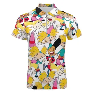Hey Arnold! White Pattern Short sleeve Polo Shirt