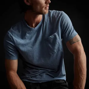 High Twist Recycled Jersey Pocket Tee - Heather Blue