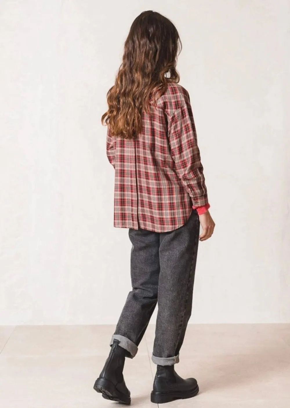 Indi & Cold Tartan Checkered Shirt Lychee