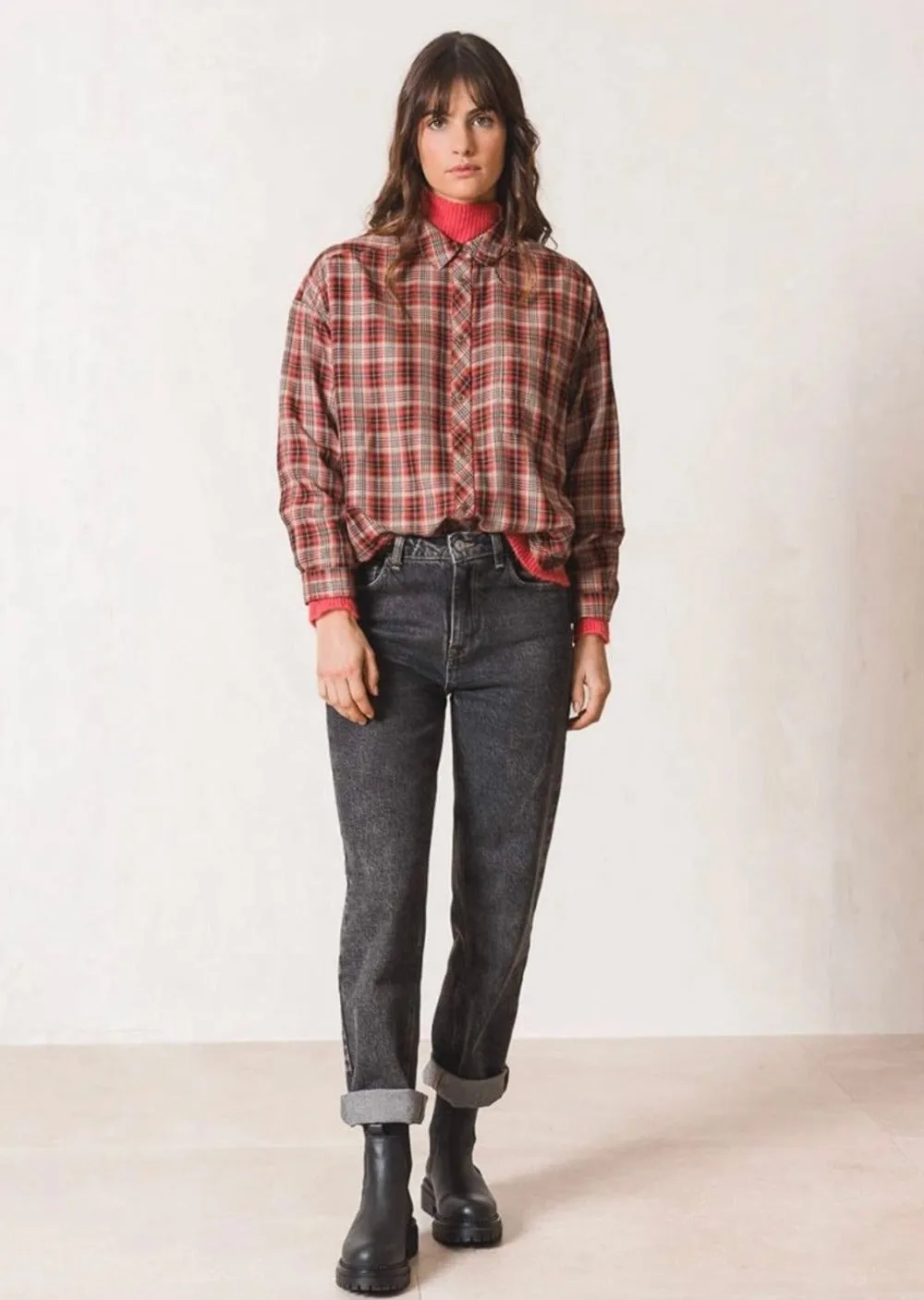 Indi & Cold Tartan Checkered Shirt Lychee