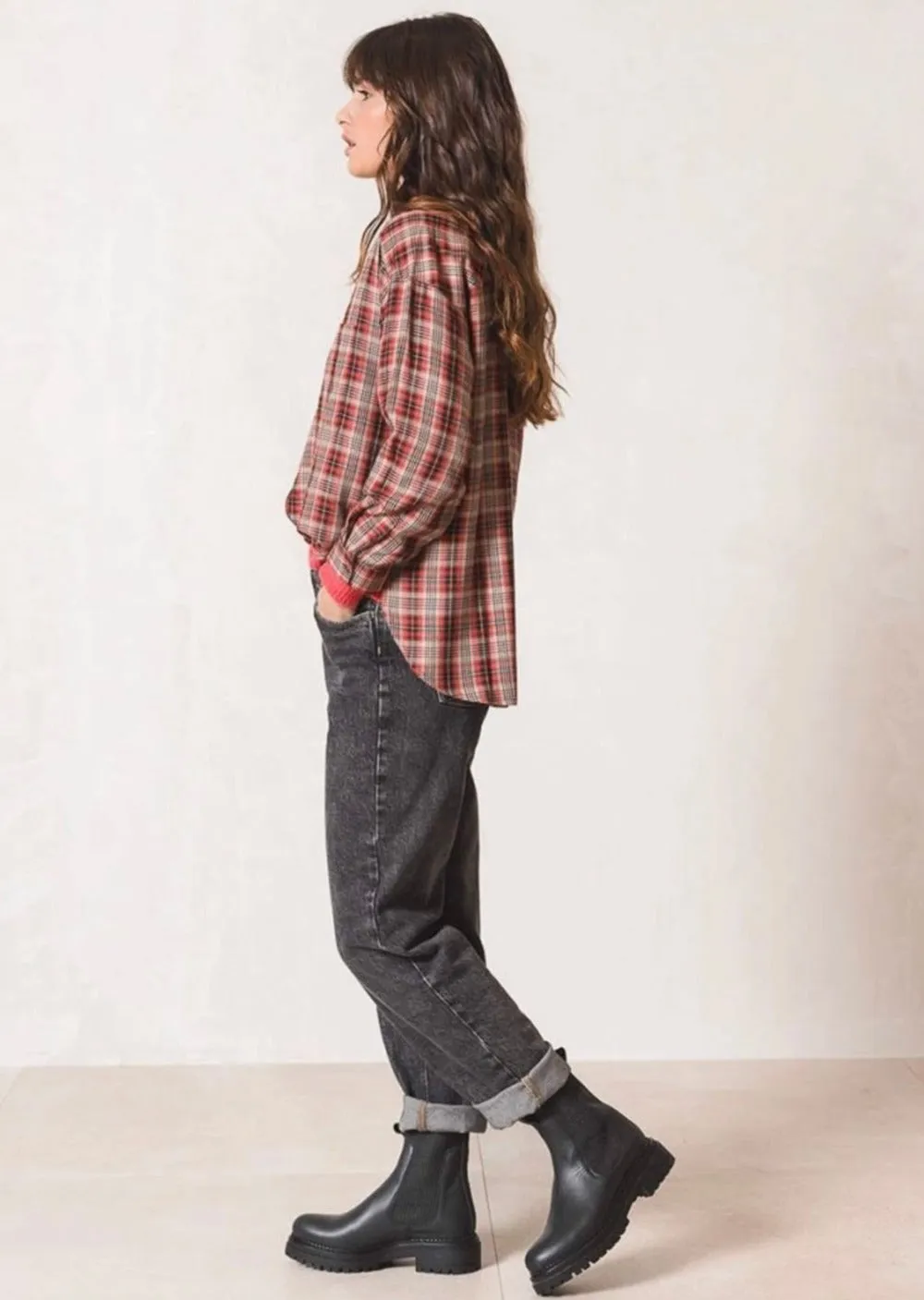 Indi & Cold Tartan Checkered Shirt Lychee