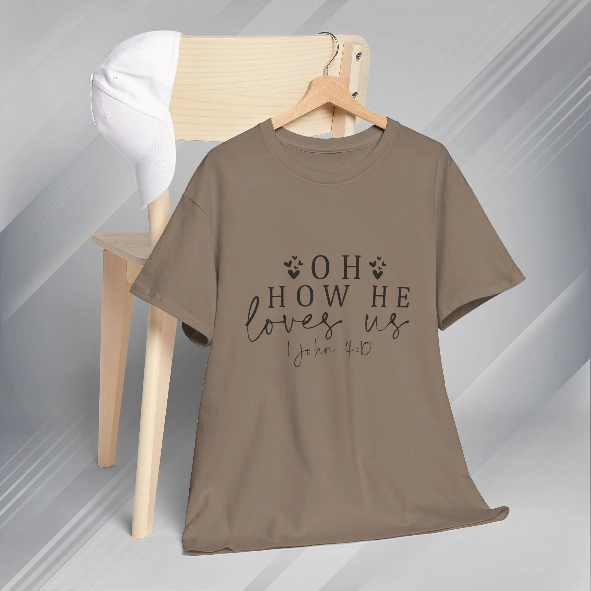 Inspirational Unisex Heavy Cotton Tee - 'Oh How He Loves Us' John 4:10
