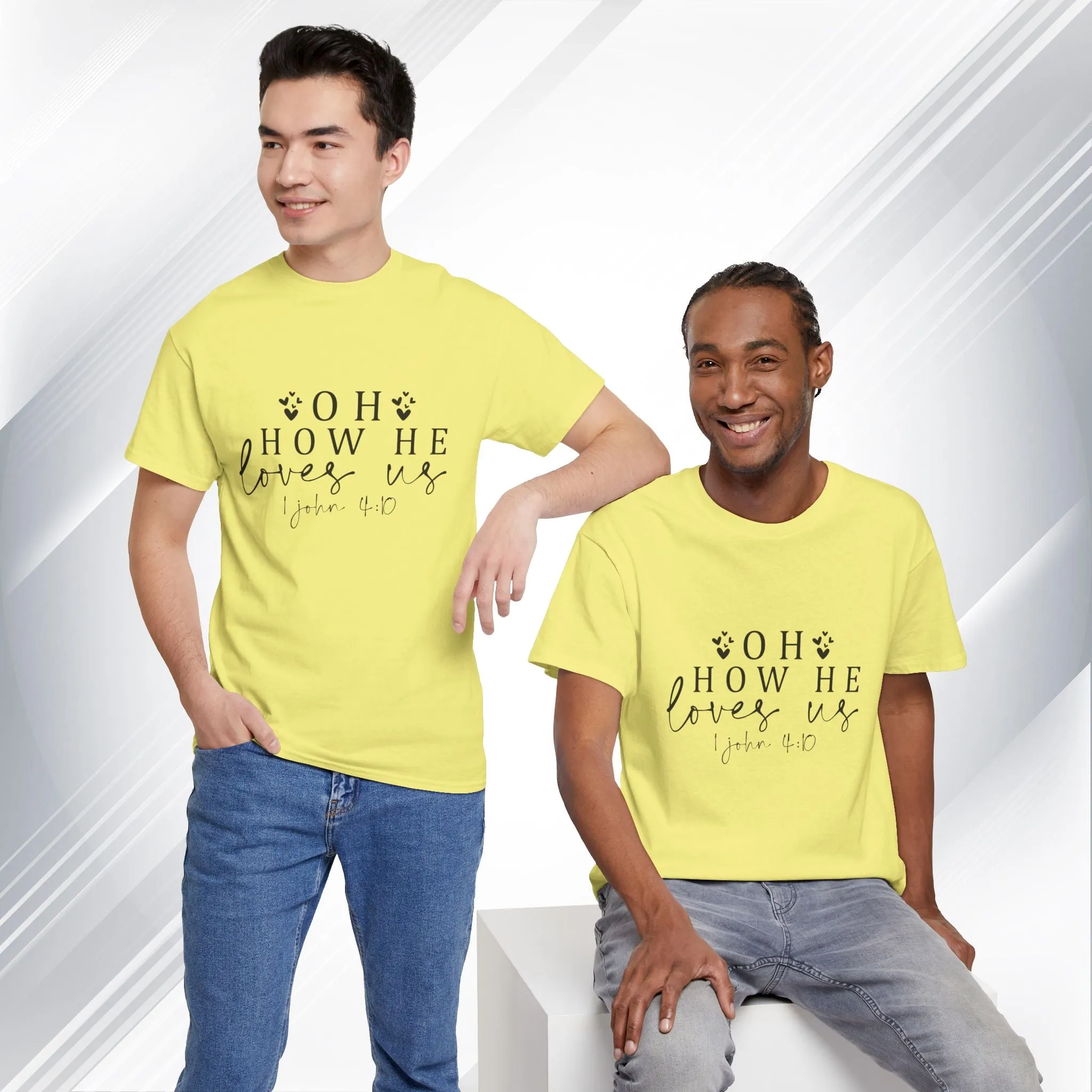 Inspirational Unisex Heavy Cotton Tee - 'Oh How He Loves Us' John 4:10