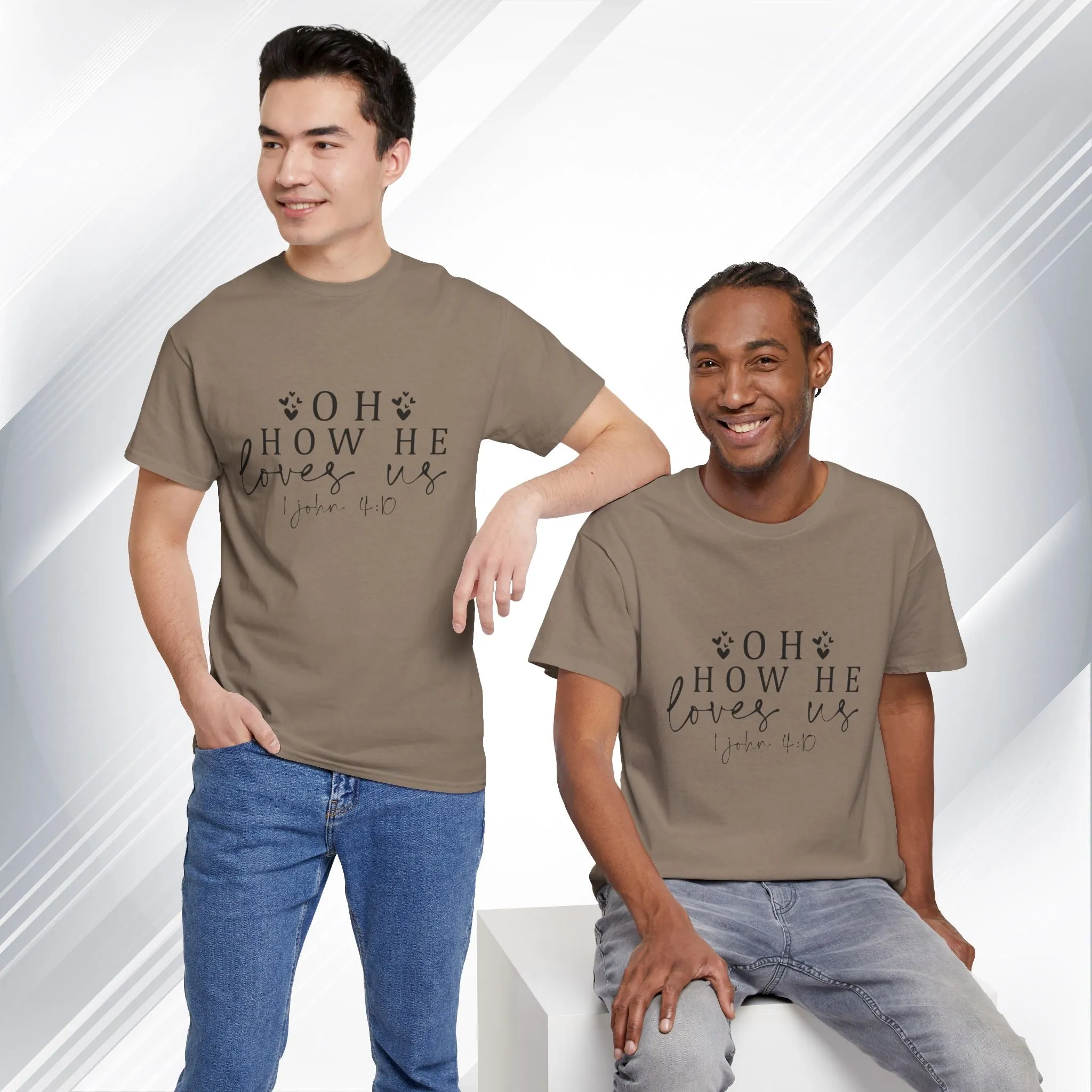 Inspirational Unisex Heavy Cotton Tee - 'Oh How He Loves Us' John 4:10