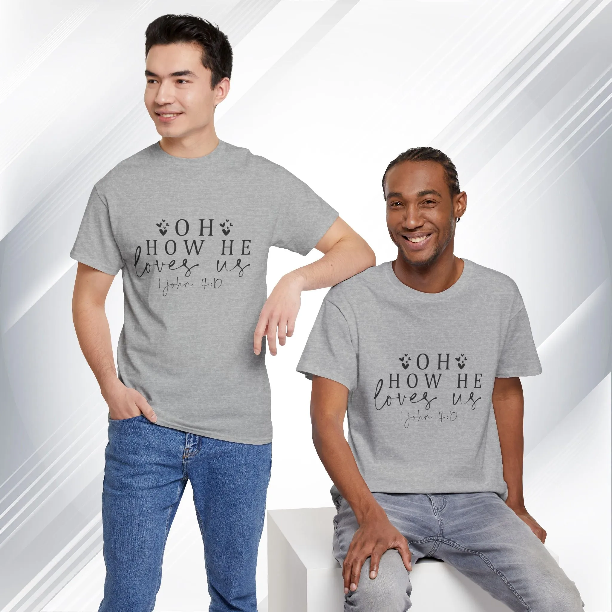 Inspirational Unisex Heavy Cotton Tee - 'Oh How He Loves Us' John 4:10