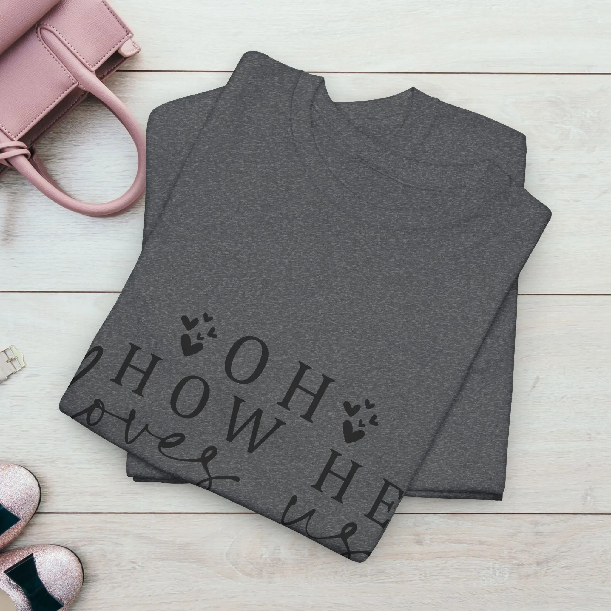 Inspirational Unisex Heavy Cotton Tee - 'Oh How He Loves Us' John 4:10