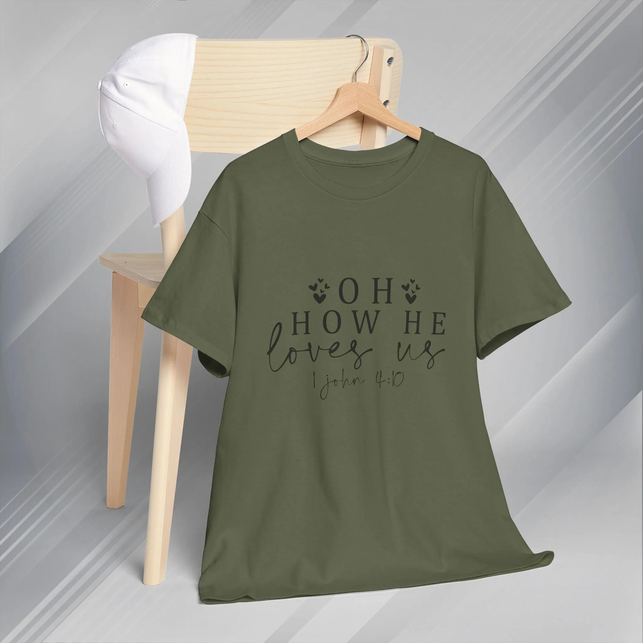 Inspirational Unisex Heavy Cotton Tee - 'Oh How He Loves Us' John 4:10