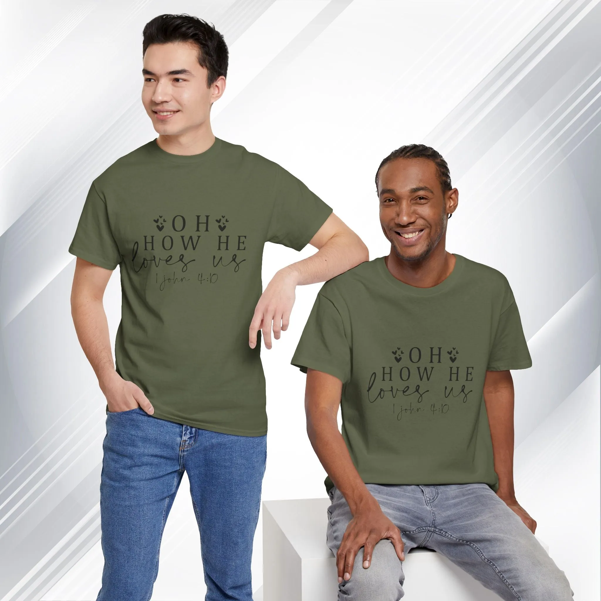 Inspirational Unisex Heavy Cotton Tee - 'Oh How He Loves Us' John 4:10