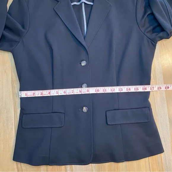 J. McLaughlin Wm. Sz 8 Knit Classic Black Blazer Unlined 3 Button Single Breast