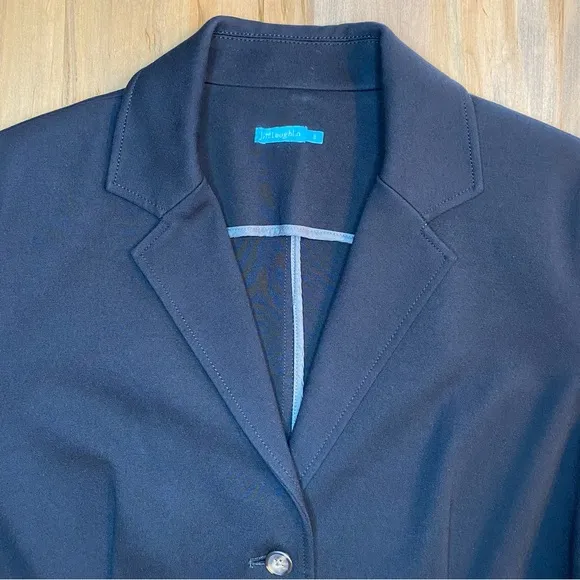 J. McLaughlin Wm. Sz 8 Knit Classic Black Blazer Unlined 3 Button Single Breast
