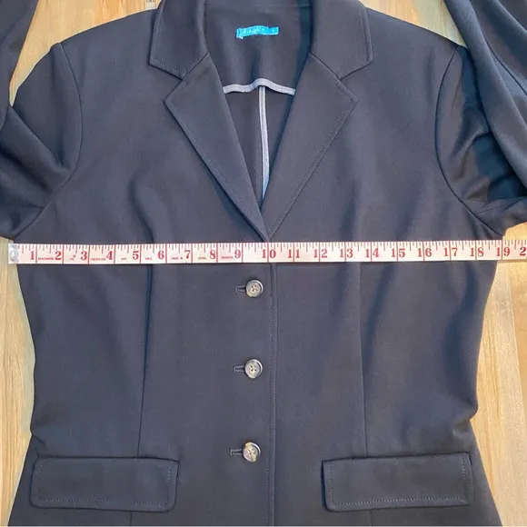 J. McLaughlin Wm. Sz 8 Knit Classic Black Blazer Unlined 3 Button Single Breast