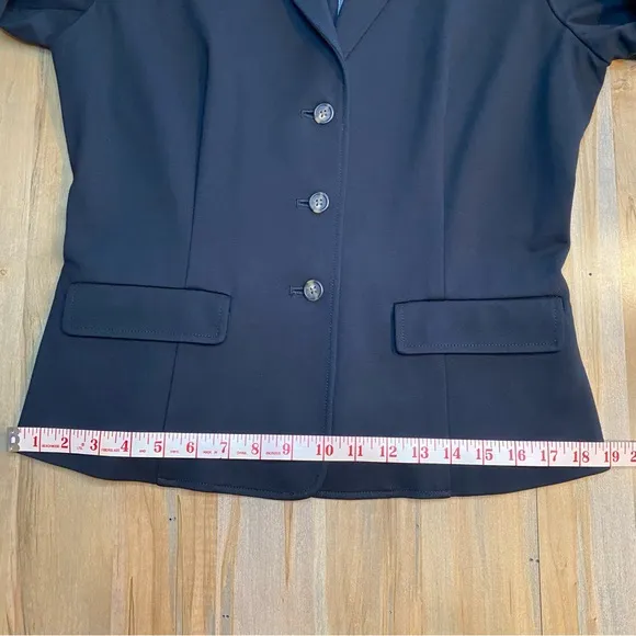J. McLaughlin Wm. Sz 8 Knit Classic Black Blazer Unlined 3 Button Single Breast