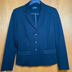 J. McLaughlin Wm. Sz 8 Knit Classic Black Blazer Unlined 3 Button Single Breast