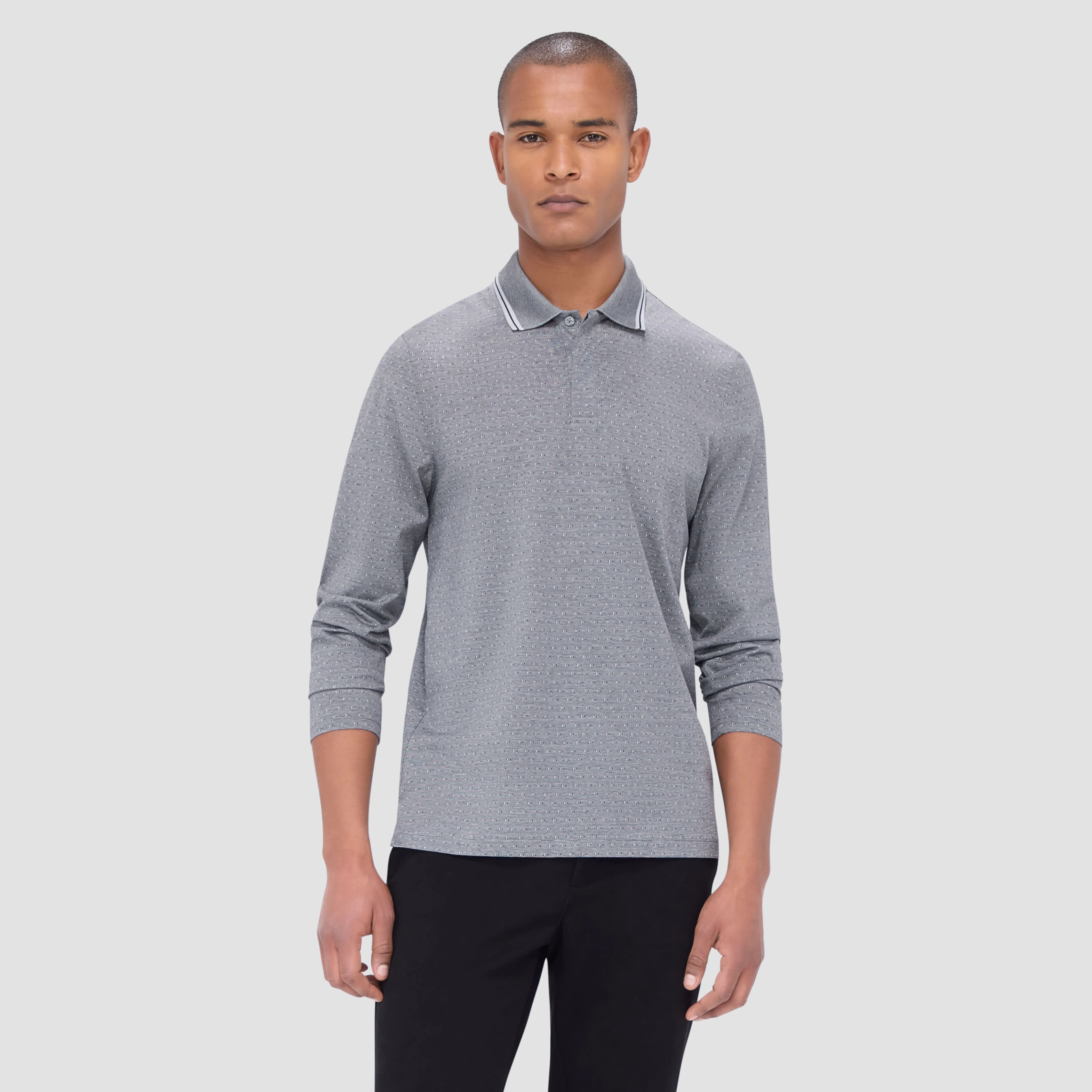 Jacquard Long Sleeve Polo