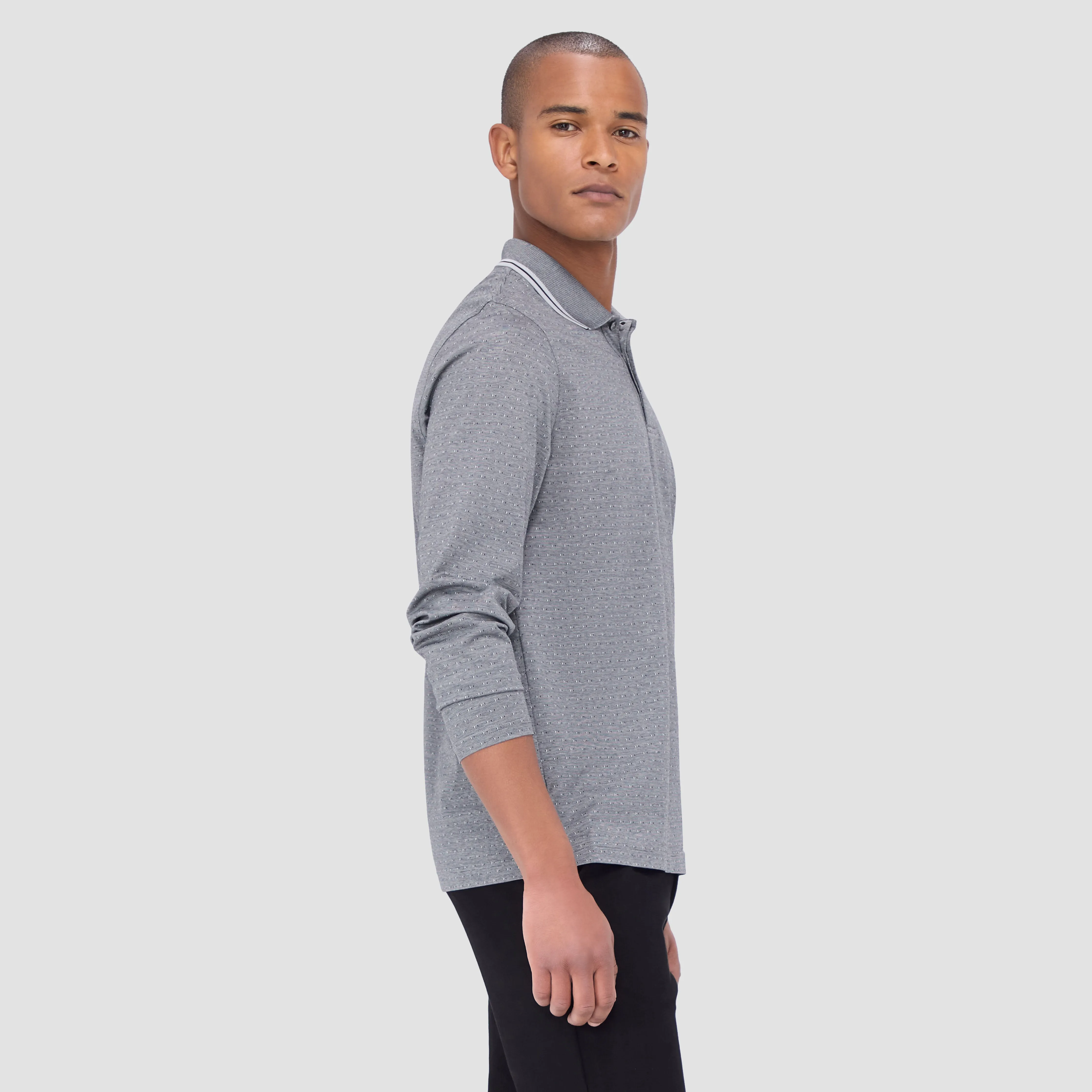 Jacquard Long Sleeve Polo