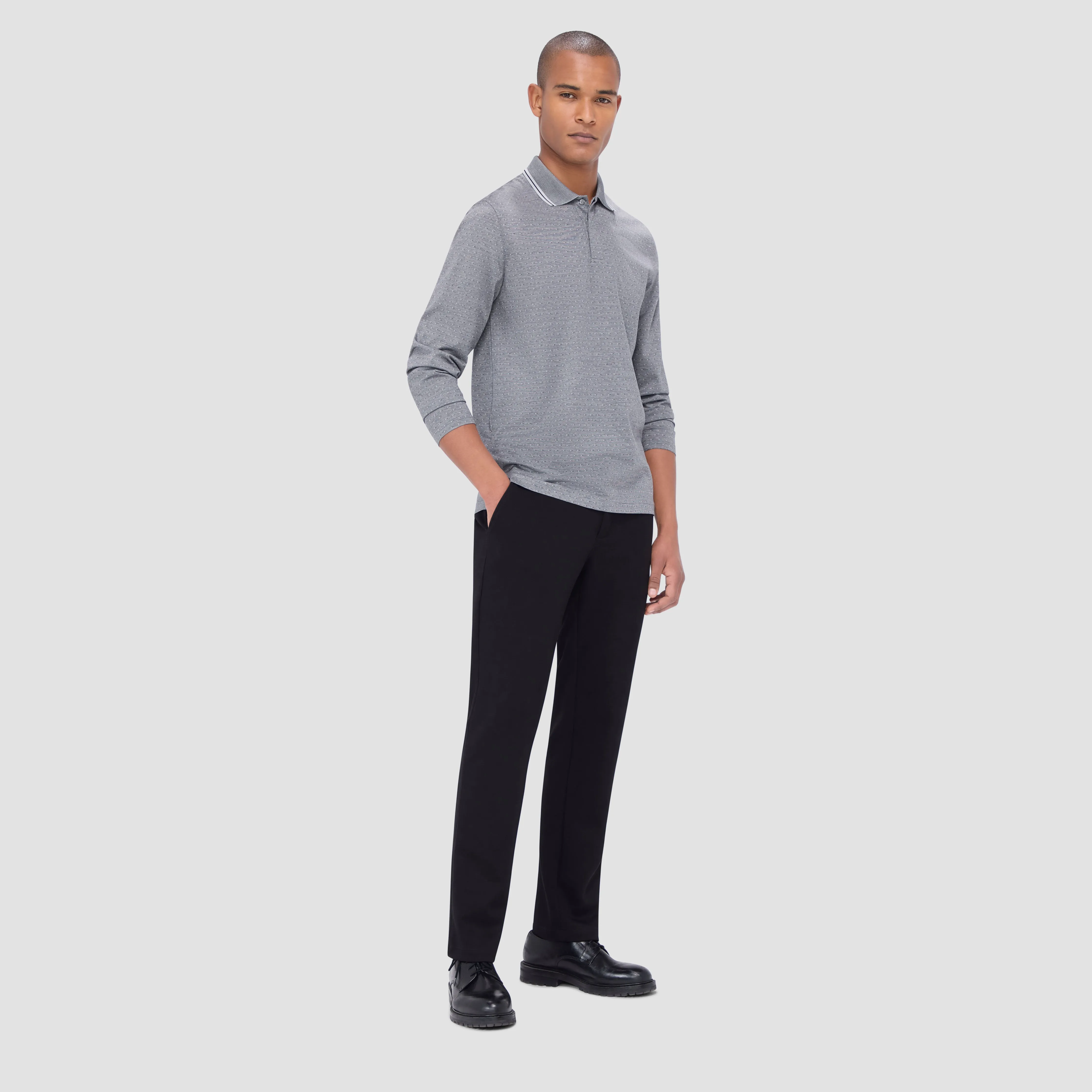 Jacquard Long Sleeve Polo