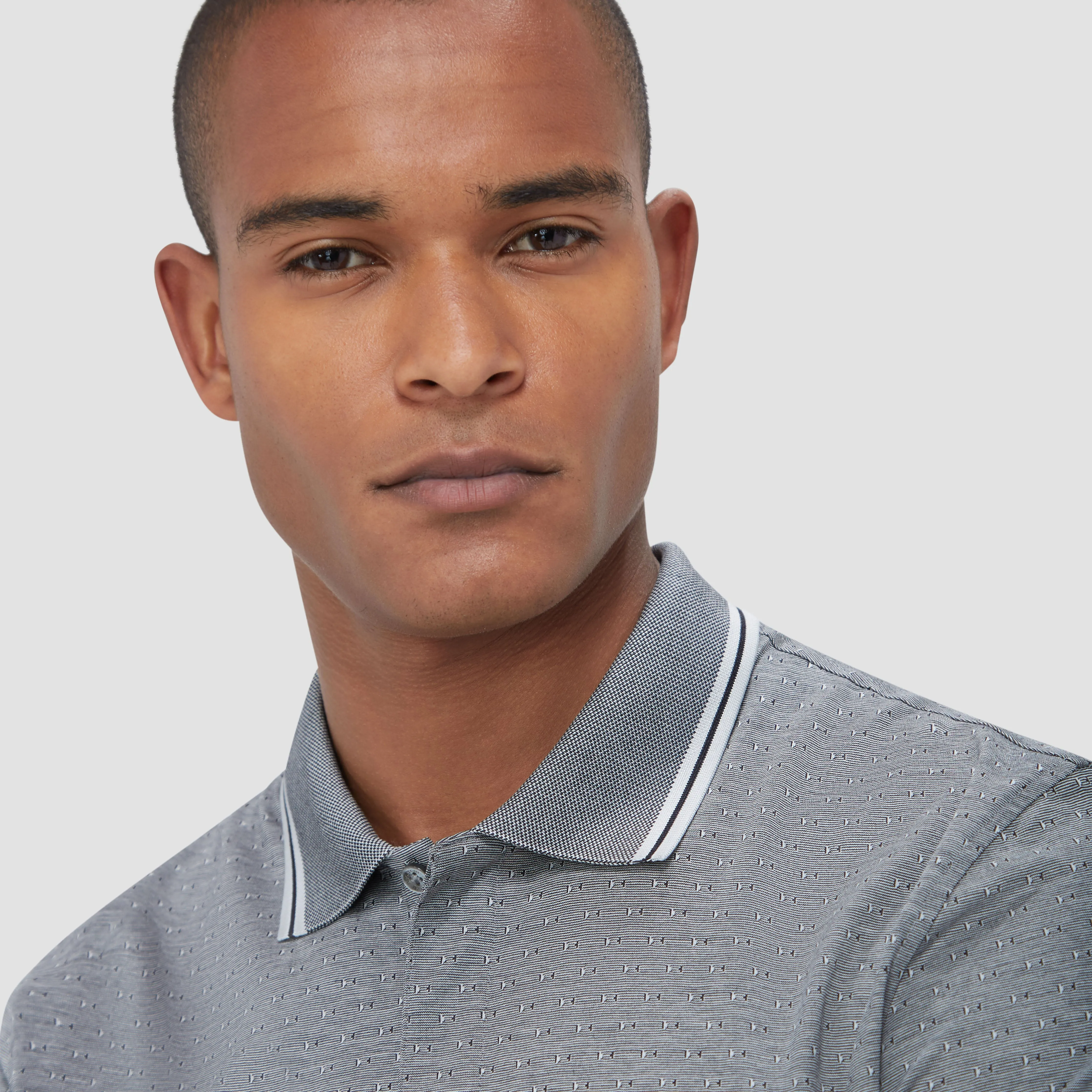 Jacquard Long Sleeve Polo