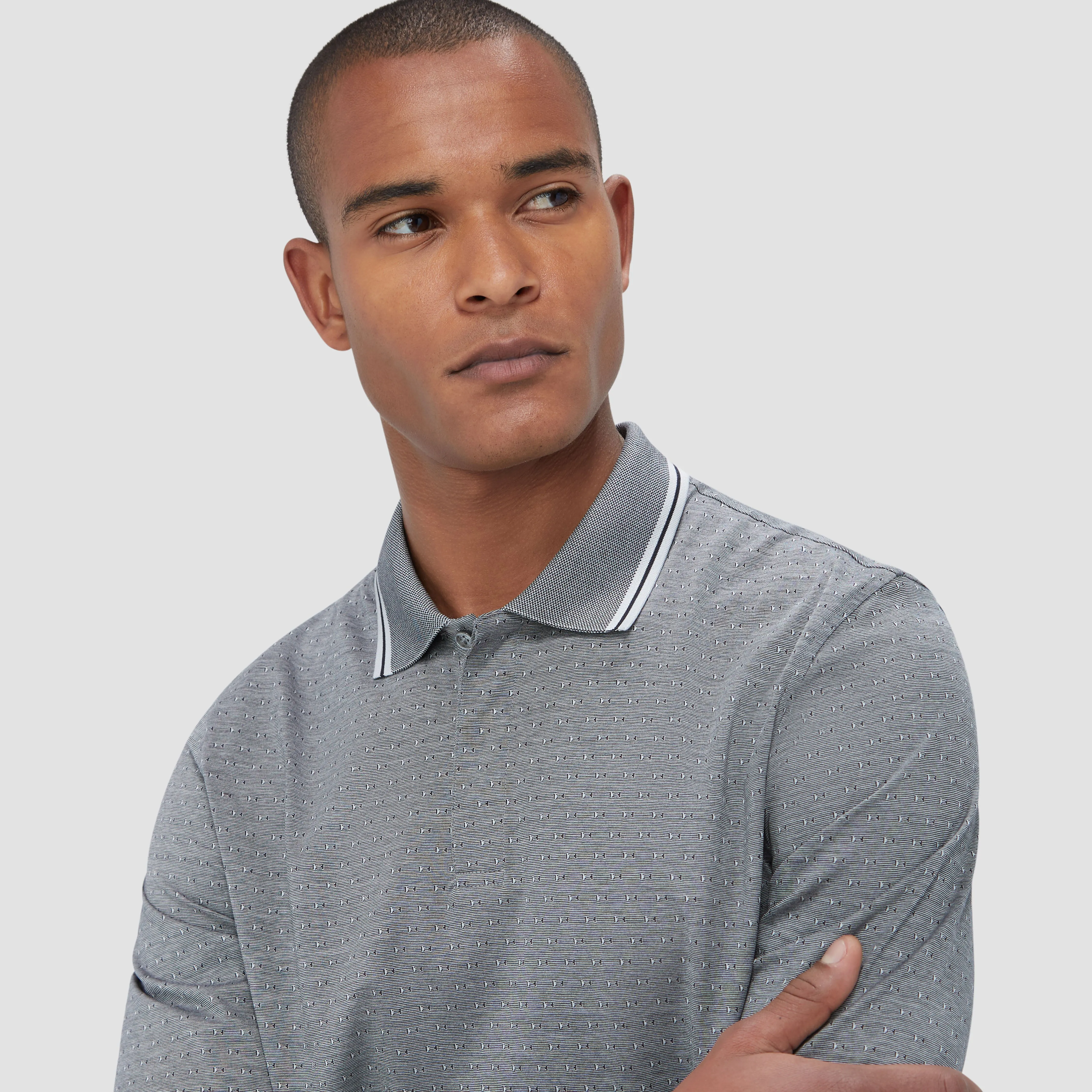Jacquard Long Sleeve Polo