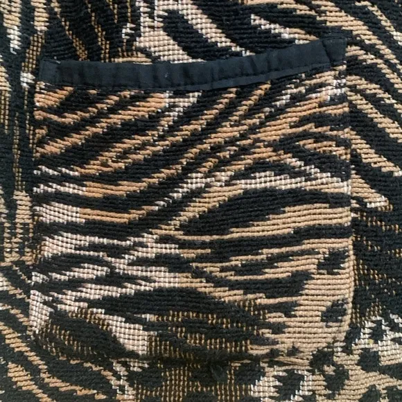 Jane Ashley Mixed Animal Print Woven Tapestry Button Unlined Blazer Coat L