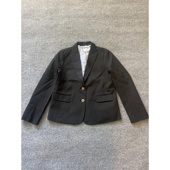 J.Crew Factory Cotton-Blend Two-Button Blazer – Black – Size 6 – NWT