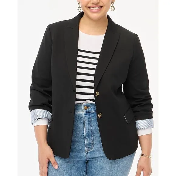 J.Crew Factory Cotton-Blend Two-Button Blazer – Black – Size 6 – NWT