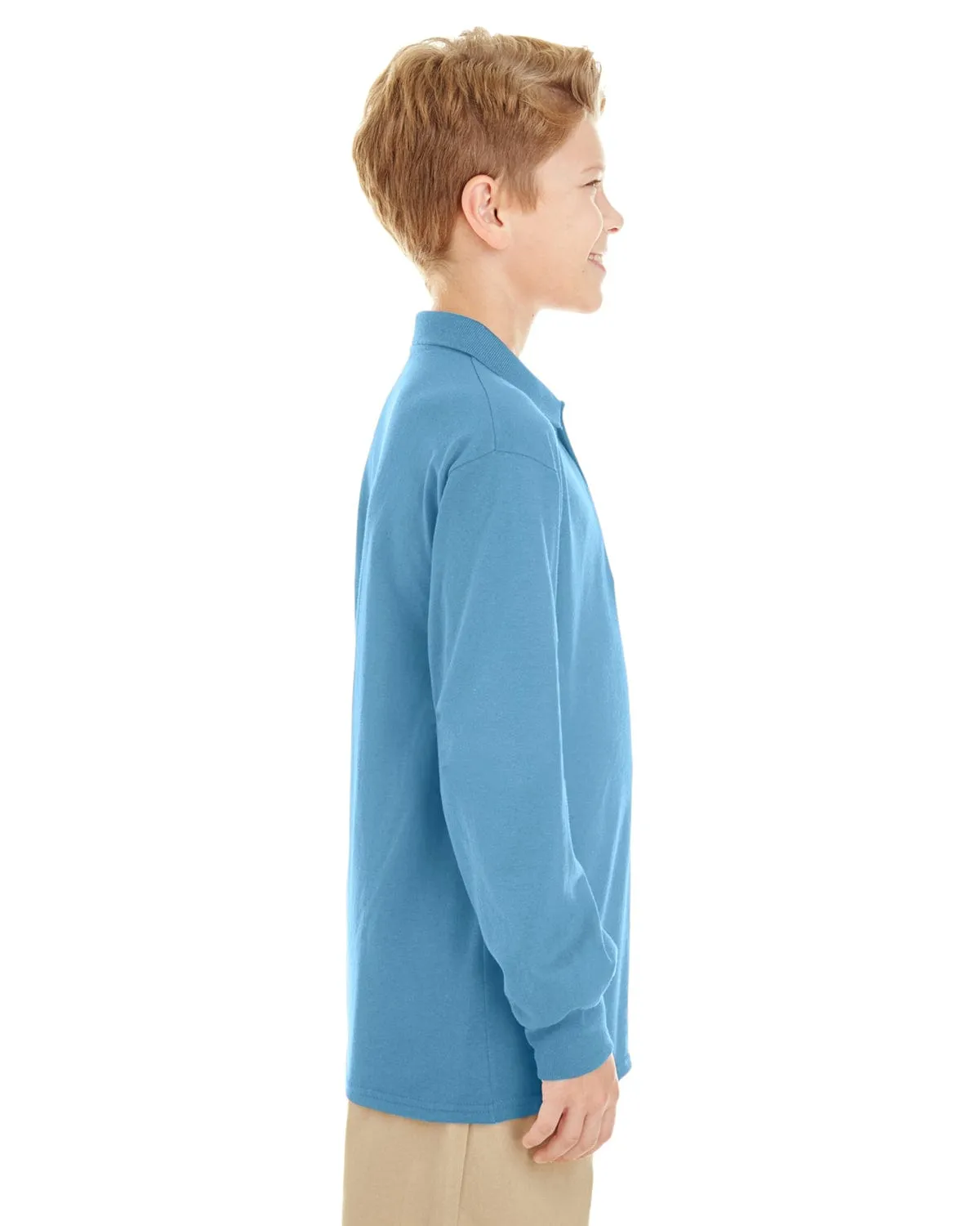 Jerzees Youth Long Sleeve Polo Shirt | Light Blue