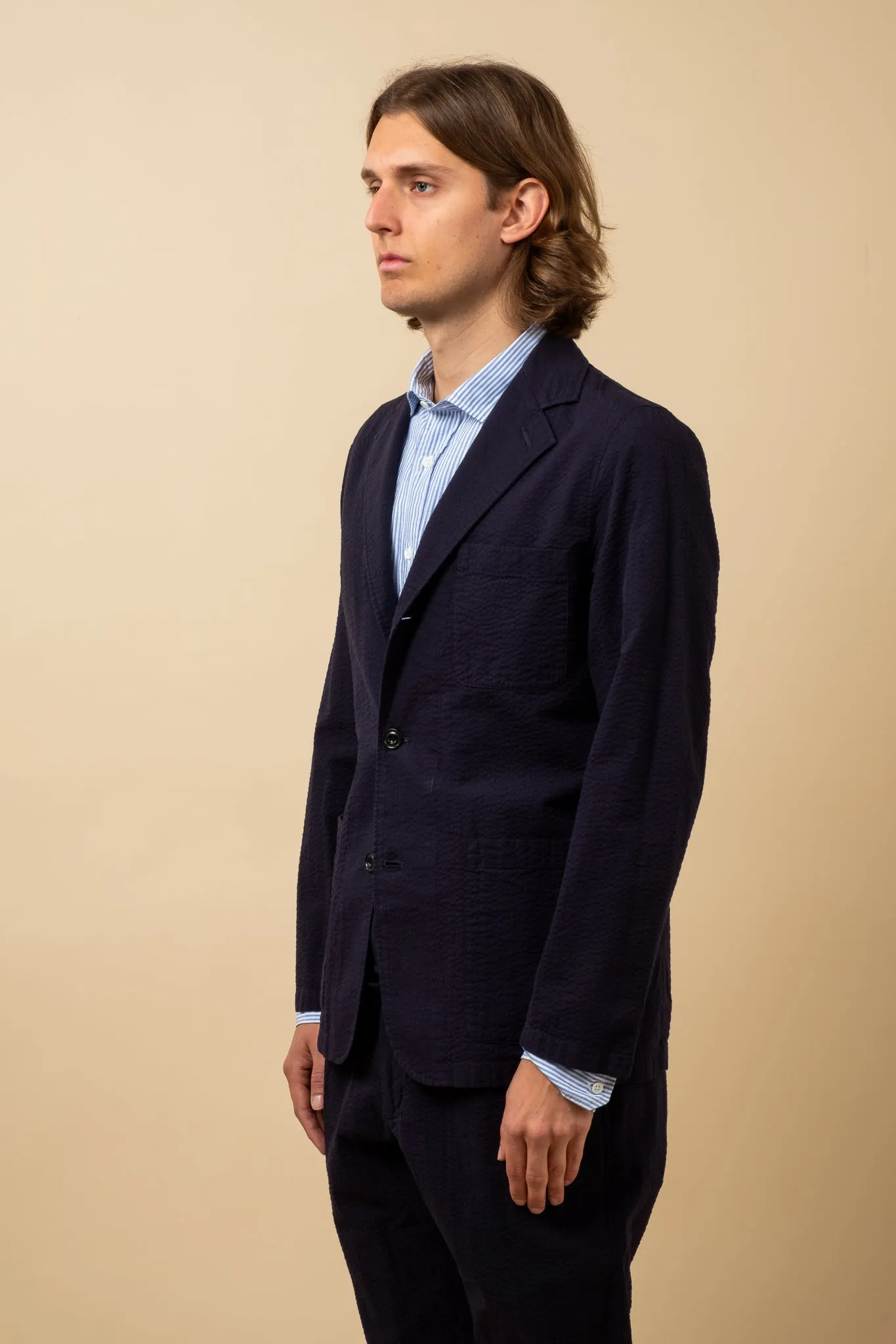 Jobby Blazer Seersucker -  Deep Blue