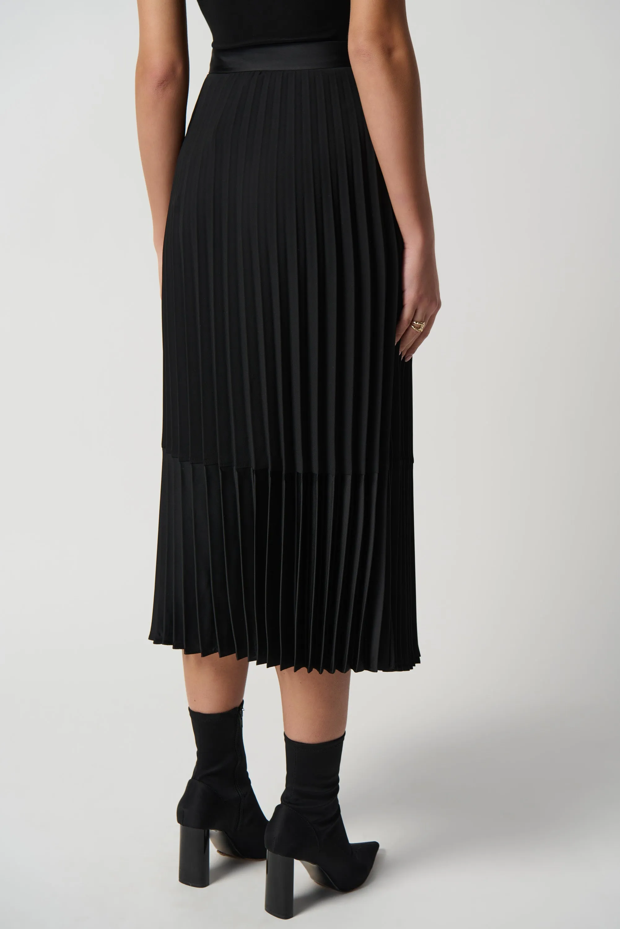 Joseph Ribkoff Georgette and Satin Pleated A-Line Skirt Jr234068