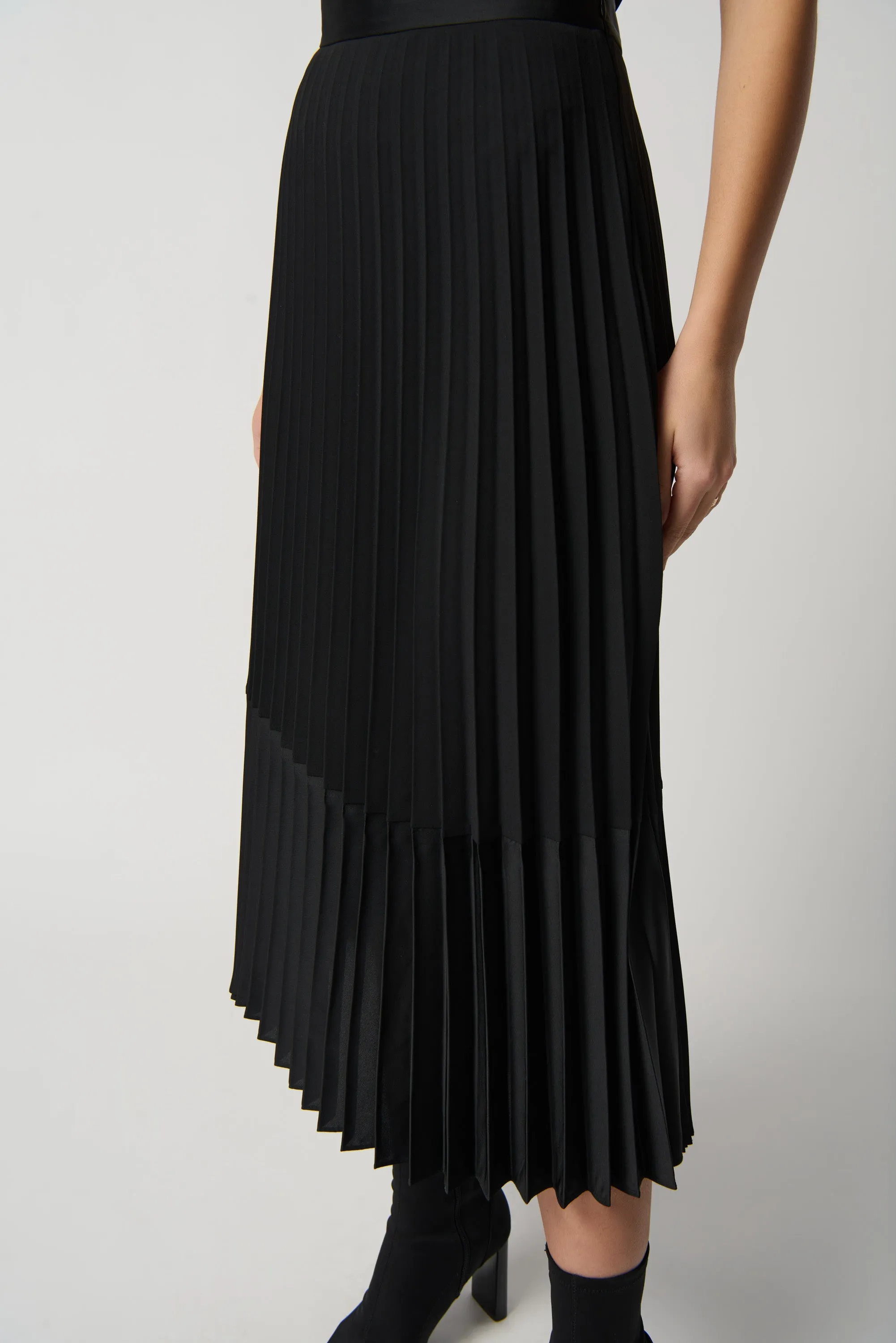 Joseph Ribkoff Georgette and Satin Pleated A-Line Skirt Jr234068