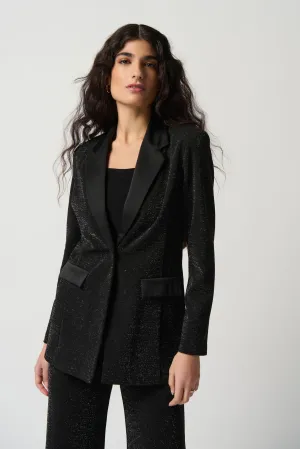 Joseph Ribkoff Metallic Knit Blazer With Satin Lapel Jr234275