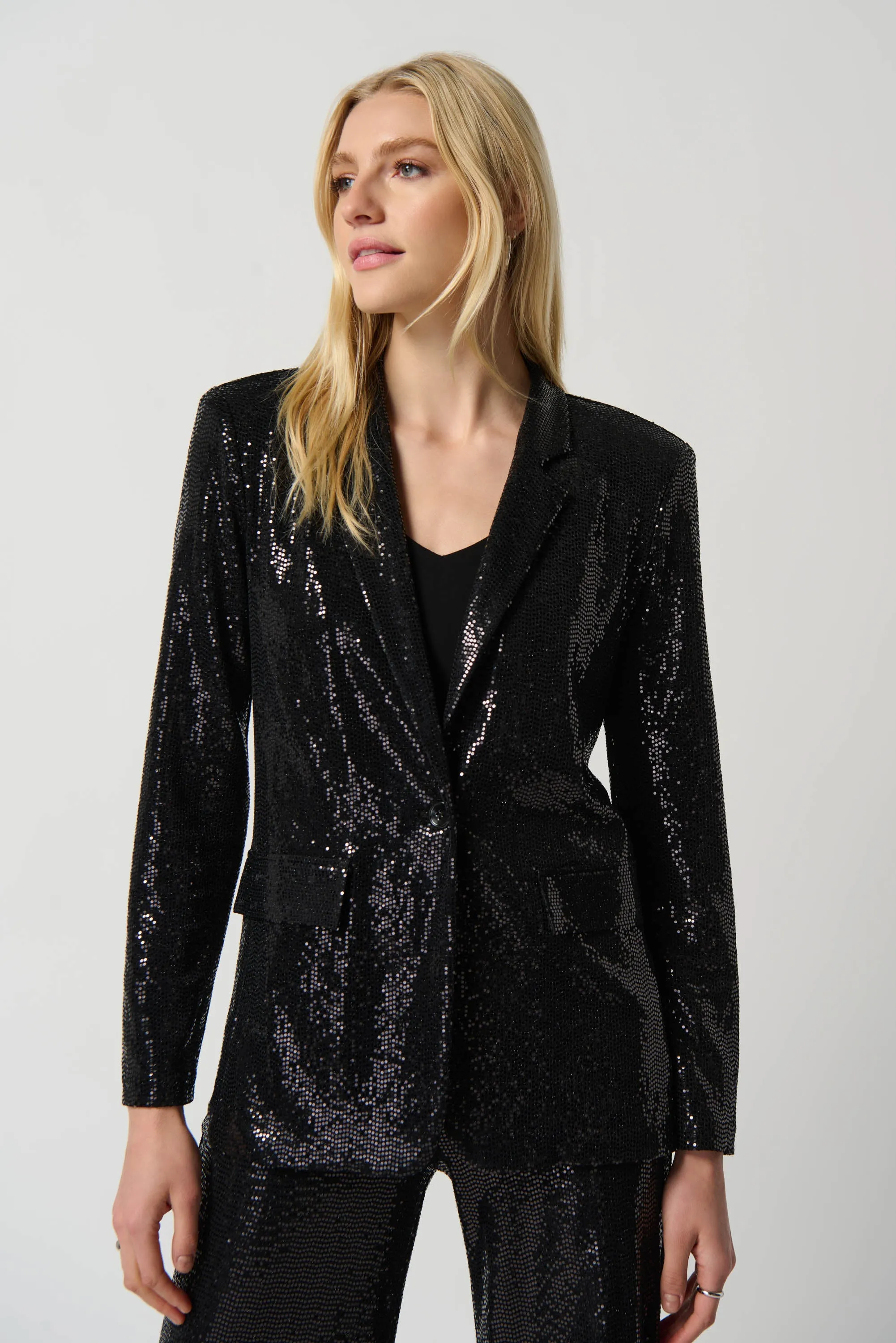 Joseph Ribkoff Novelty Knit Blazer with Shawl Collar Jr234240