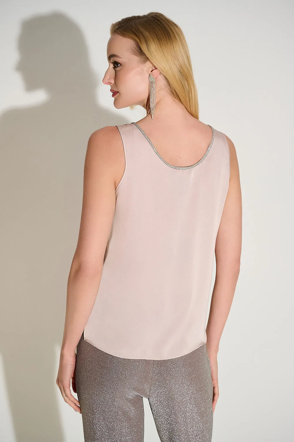 Joseph Ribkoff  Recycled Satin Top with Rhinestone Trim Jr253744