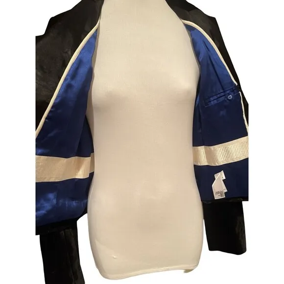 Juicy Couture Black Velvet velour Blazer/coat/Jacket with shoulder pads Women~M