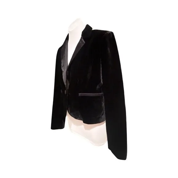 Juicy Couture Black Velvet velour Blazer/coat/Jacket with shoulder pads Women~M