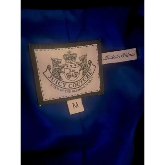 Juicy Couture Black Velvet velour Blazer/coat/Jacket with shoulder pads Women~M