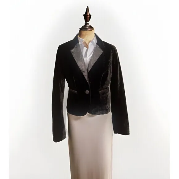Juicy Couture Black Velvet velour Blazer/coat/Jacket with shoulder pads Women~M