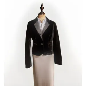 Juicy Couture Black Velvet velour Blazer/coat/Jacket with shoulder pads Women~M