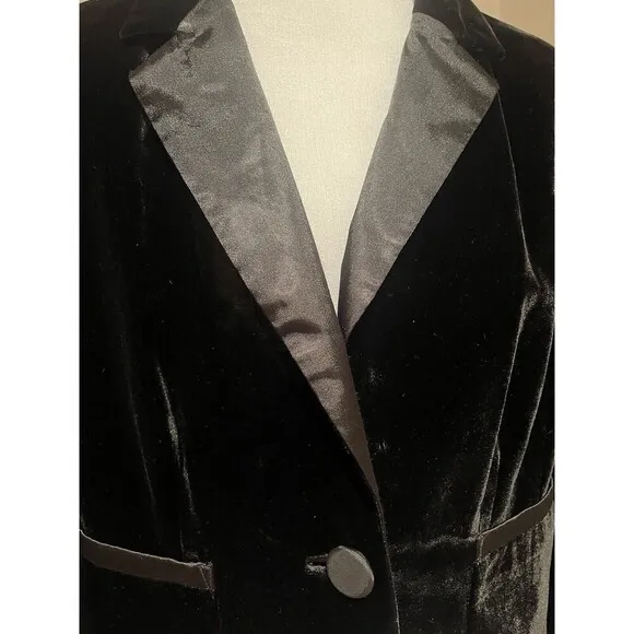 Juicy Couture Black Velvet velour Blazer/coat/Jacket with shoulder pads Women~M