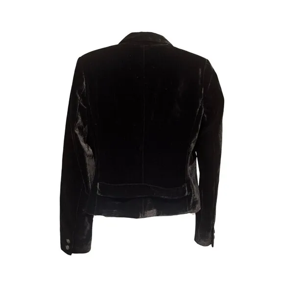 Juicy Couture Black Velvet velour Blazer/coat/Jacket with shoulder pads Women~M
