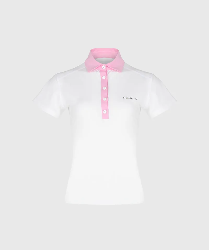 KANDINI EdgeLine Short Sleeve Polo - Pink