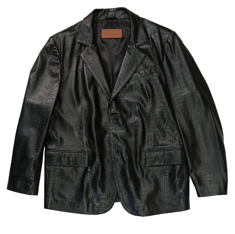 Kashani Black Alligator Embossed Lambskin Blazer