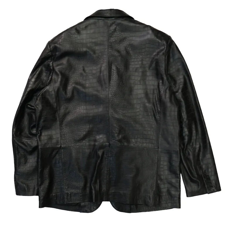 Kashani Black Alligator Embossed Lambskin Blazer